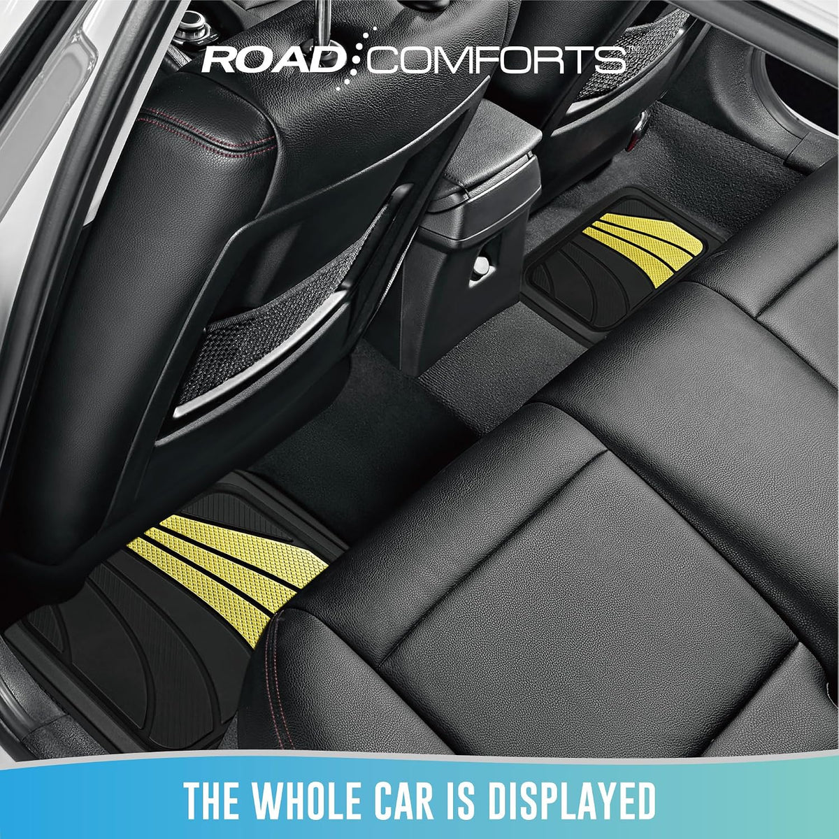 Road Comforts Car Floor Mats Full Set – Front & Rear Car Floor Mats with Aluminum Design, Anti-Slip Backing, All-Weather Protection, Trim-to-Fit Car Mats for Most Sedans, SUVs & Vans -All Pink