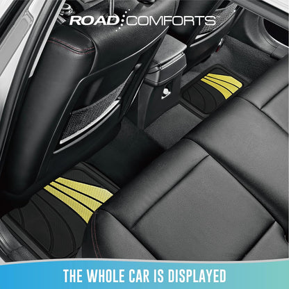 Road Comforts Car Floor Mats Full Set – Front & Rear Car Floor Mats with Aluminum Design, Anti-Slip Backing, All-Weather Protection, Trim-to-Fit Car Mats for Most Sedans, SUVs & Vans -All Pink