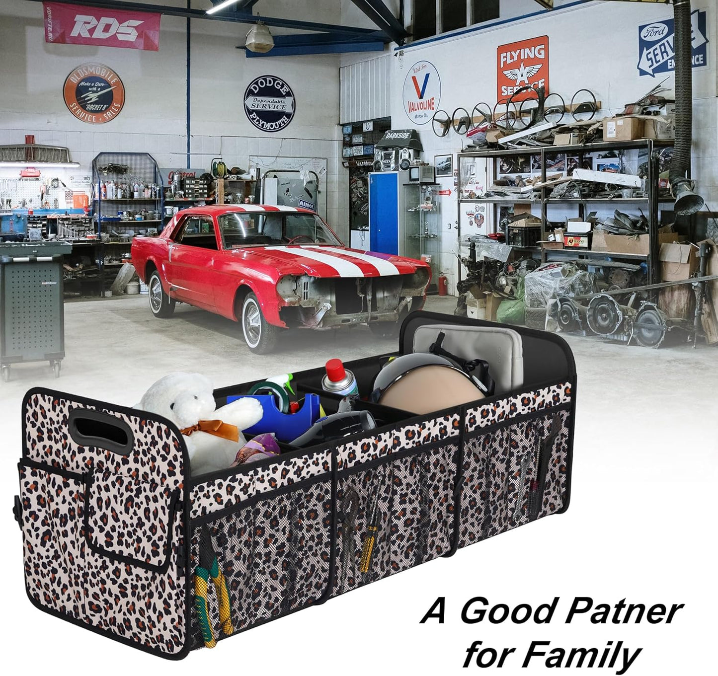 Femuar Car Trunk Organizer with Large Capacity Waterproof Car Accessories for Women & Men, Collapsible Trunk Organizer for Suv/Jeep/Sedan,Tools (Black, Standard)