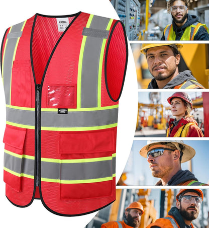 JKSafety Safety Vest for men women Hi Vis Reflective Vest with Pockets and Zipper High Visibility Meet ANSI Standard（BX320