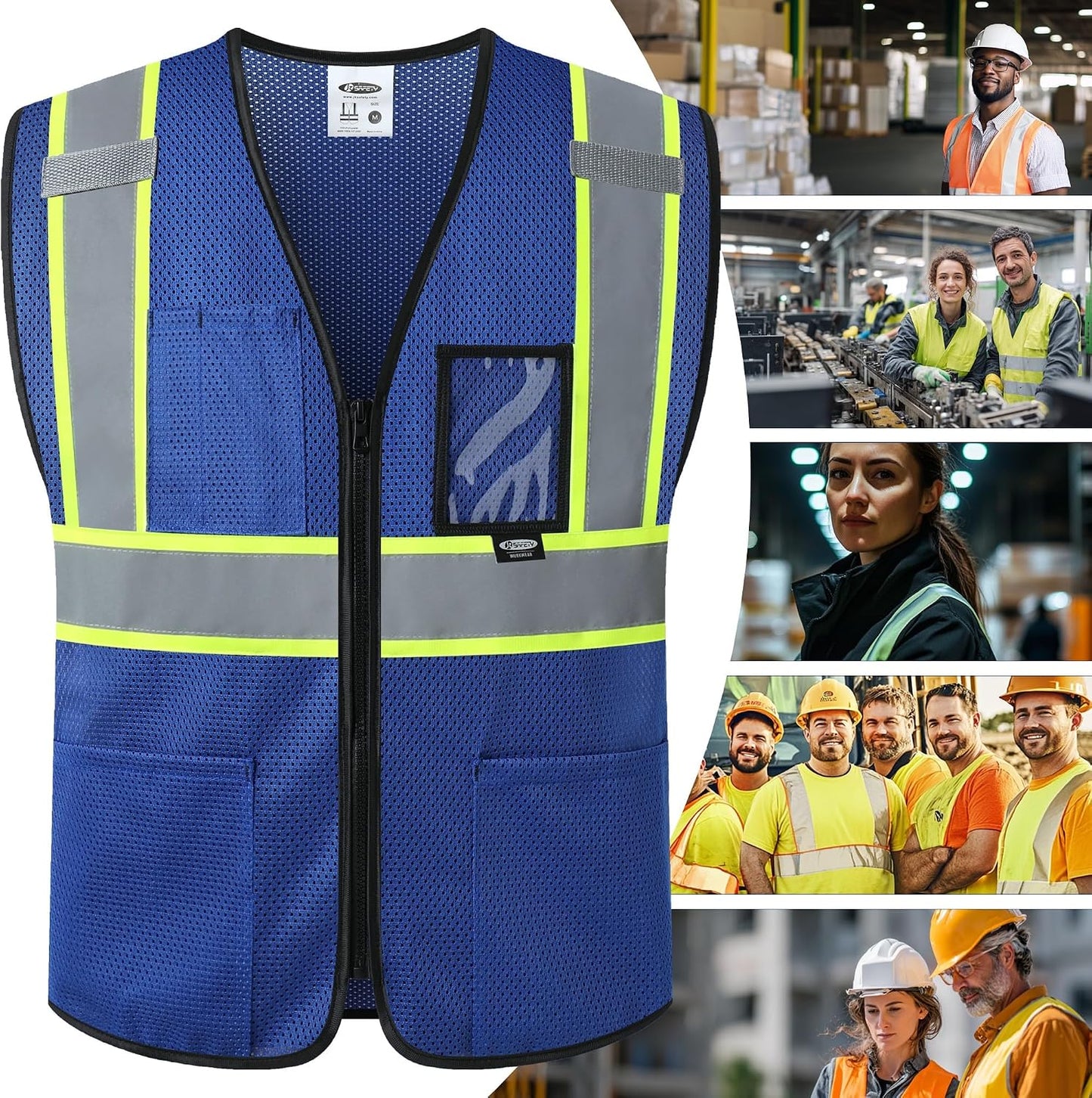 JKSafety Safety Vest for men women Hi Vis Vest with Pockets and Zipper High Visibility Meet ANSI Standard（BX310
