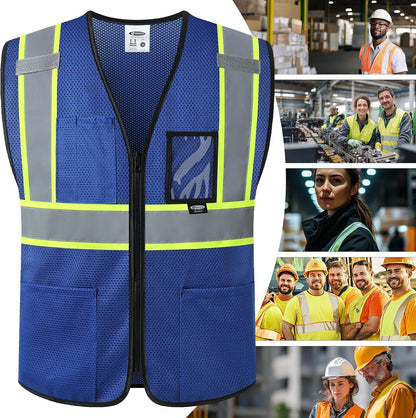 JKSafety Safety Vest for men women Hi Vis Vest with Pockets and Zipper High Visibility Meet ANSI Standard（BX310