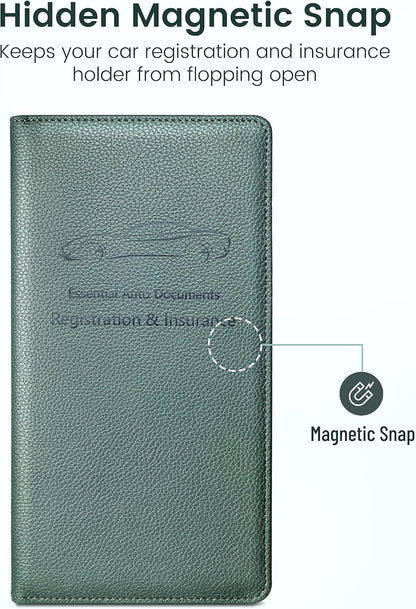 Yarnic Car Registration and Insurance Holder, Pu Leather Car Registration and Insurance Card Holder Car Document Holder for Cards, Essential Document, Driver License (Pink)