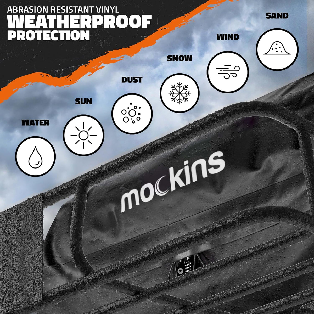 Mockins 16 Cu Ft Weatherproof No Rack Rooftop Cargo Carrier Bag 45"x34"x18" | Rooftop Cargo Bag for Top of Car | Car Topper Luggage Carrier Waterproof Set w/ Accessories | Vehicle Soft-Shell Carriers