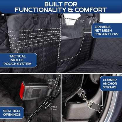 Ruff Liners XL Floor Cover with Door Protection, Black – As Seen on Shark Tank – Fits Full Size Crew Cab Trucks with Fold Up Seats, Waterproof & Machine Washable – Sturdy XL Dog Hammock for Truck