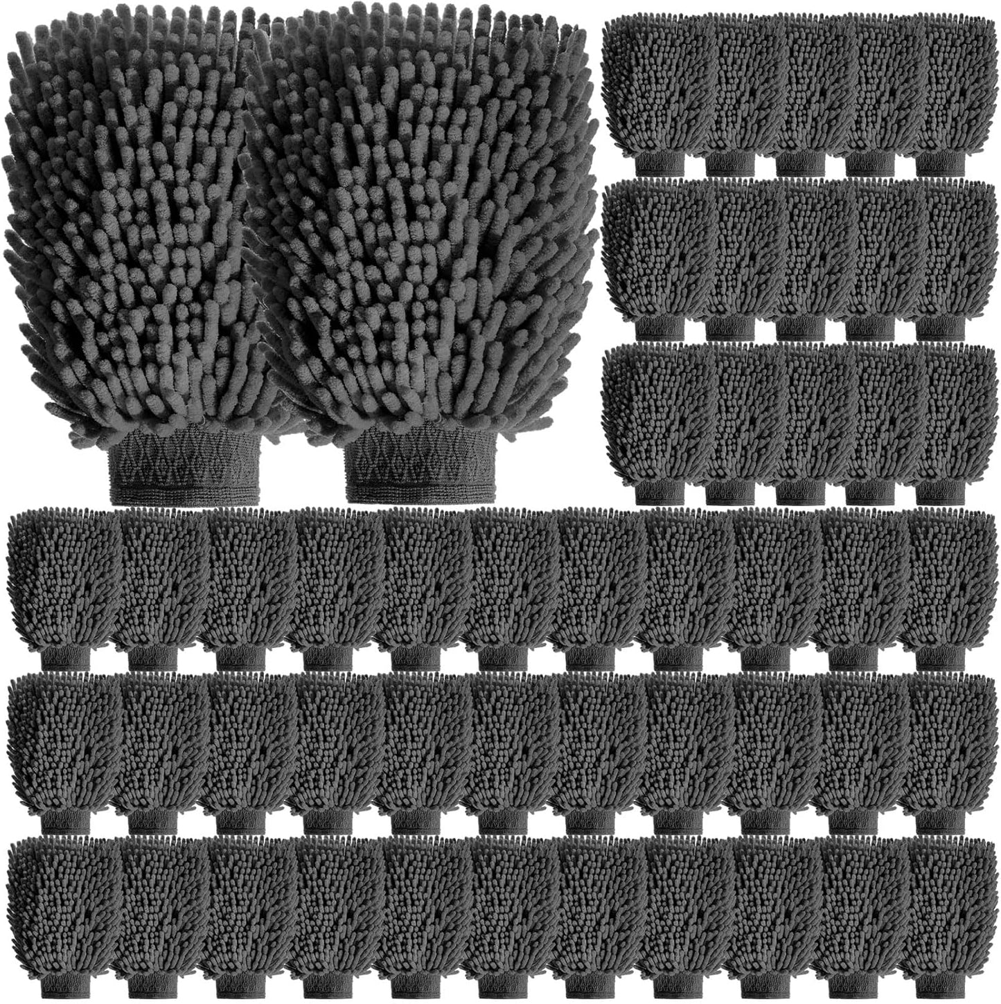 24 Pack Car Wash Mitt Bulk Microfiber, 10'' x 8'' Chenille Car Wash Mitt Gloves, Scratch Free Double Sided No Lint No Marks for Truck SUV and All Vehicle Surfaces (Blue)