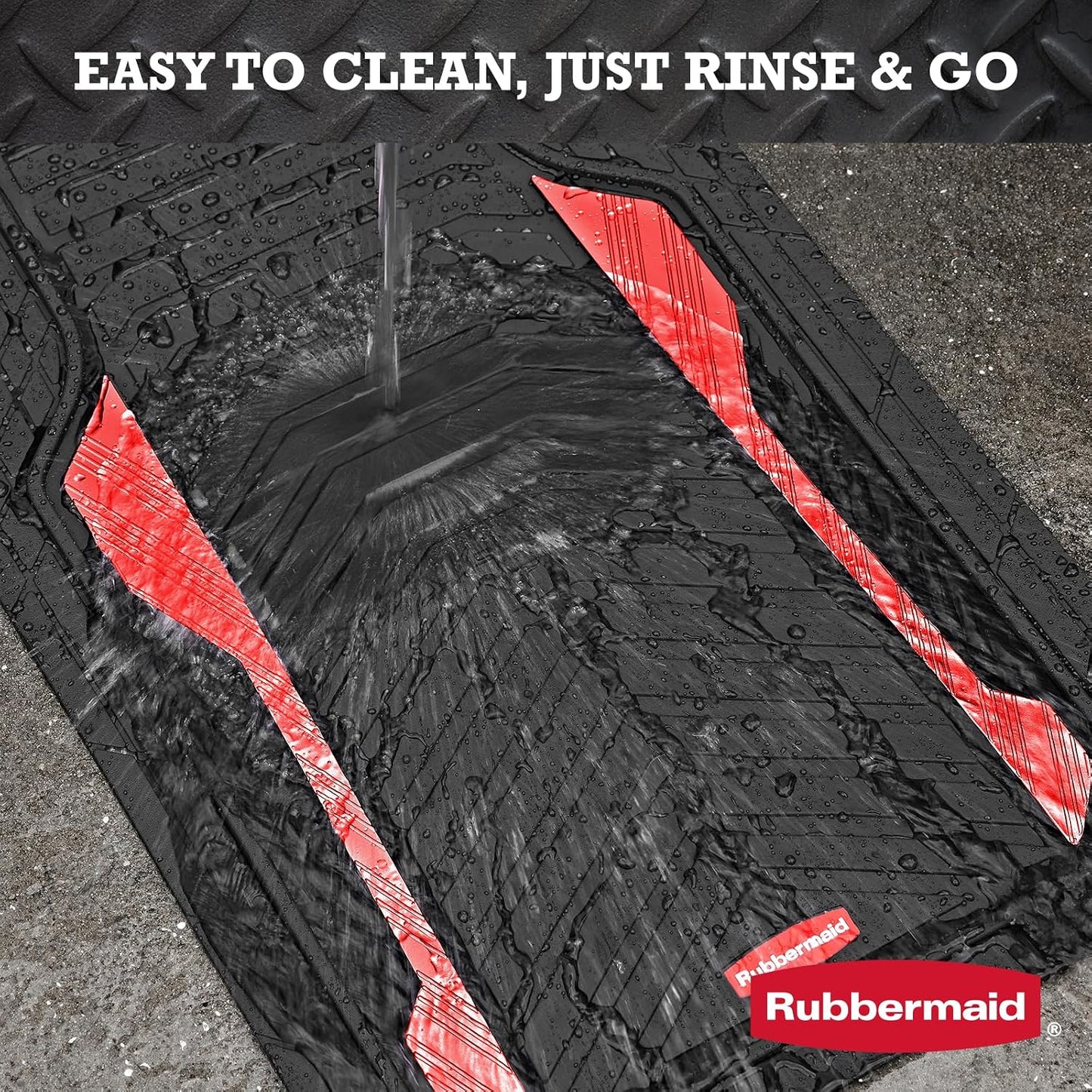 Rubbermaid Car Floor Mat, Heavy Duty All-Weather Car Mats Full Set with Dual-Tone Pink Aluminum Inserts – Universal Fit, Anti-Slip Backing, Trim-to-Fit for Most SUV, Sedan, Van