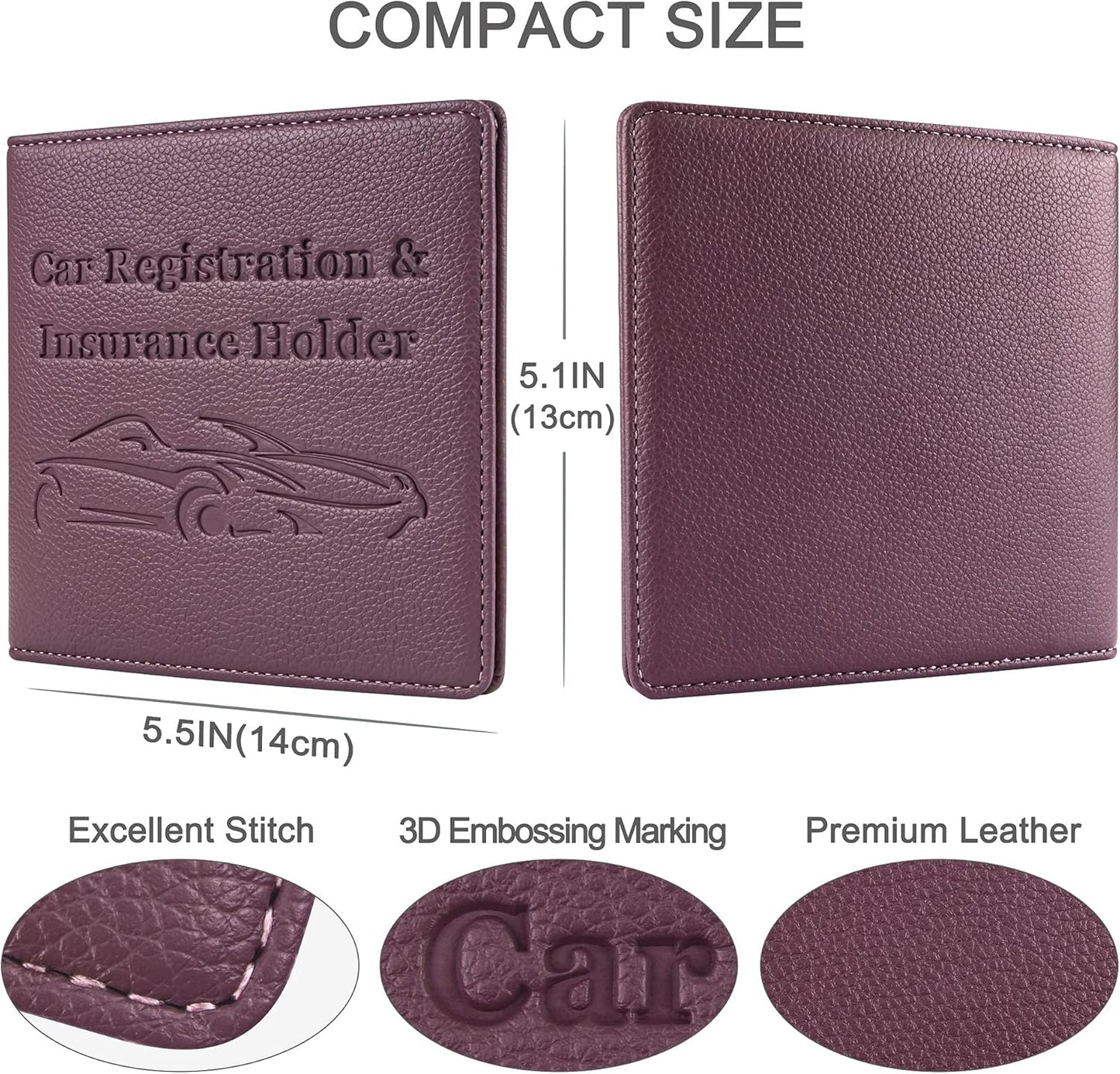 Car Registration and Insurance Holder, Premium PU Leather Vehicle Glove Box Car Organizer Men Women Wallet Accessories Case for ID, Driver's License - Blue