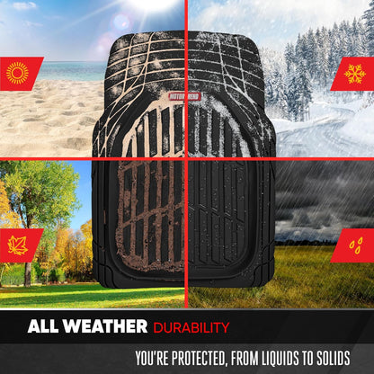 Motor Trend Original FlexTough Black Rubber Car Floor Mats with Cargo Liner - All Weather Automotive Floor Mats, Heavy Duty Trim to Fit Design, Odorless Floor Liners for Cars Truck Van SUV
