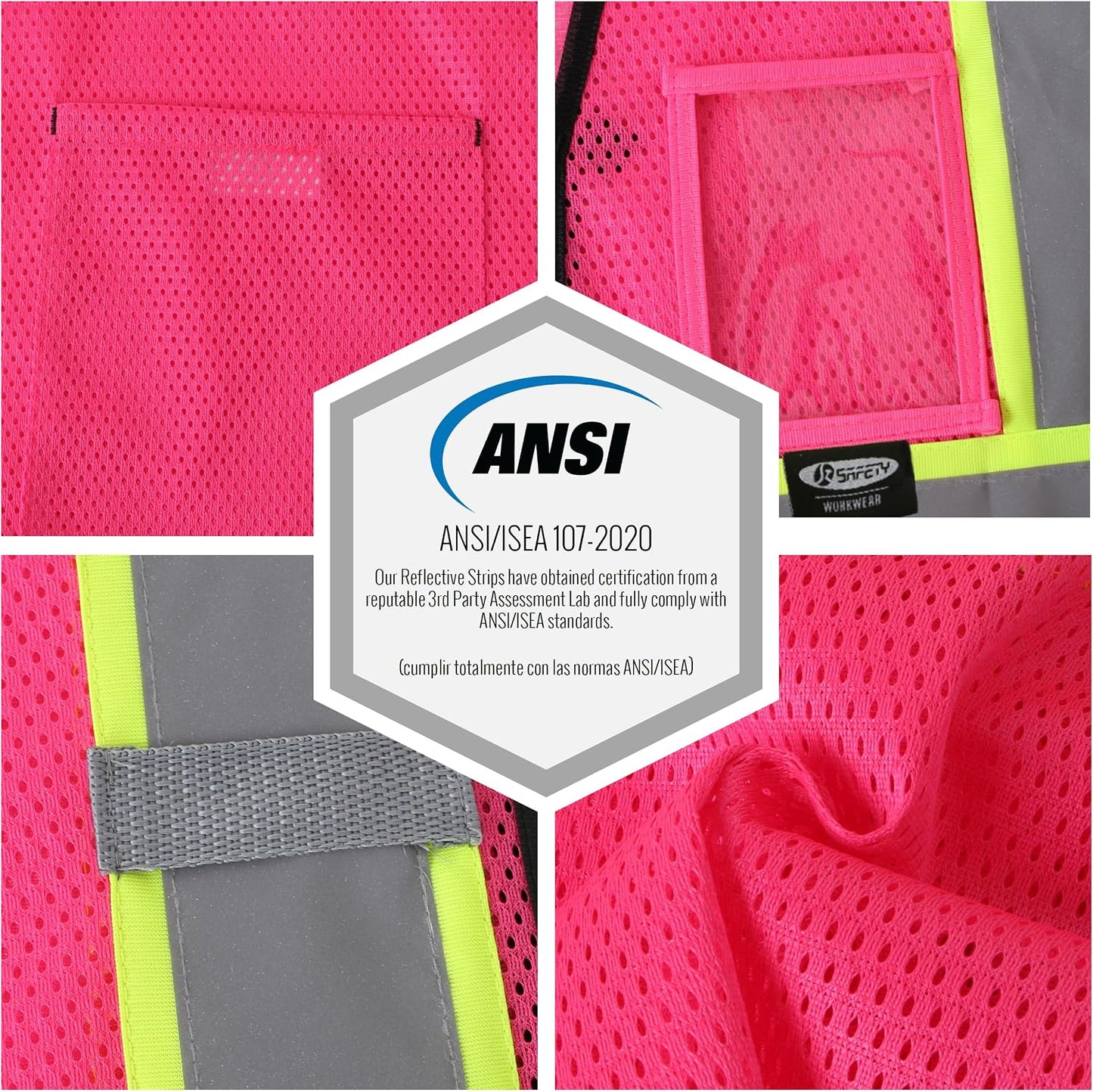 JKSafety Safety Vest for men women Hi Vis Vest with Pockets and Zipper High Visibility Meet ANSI Standard（BX310
