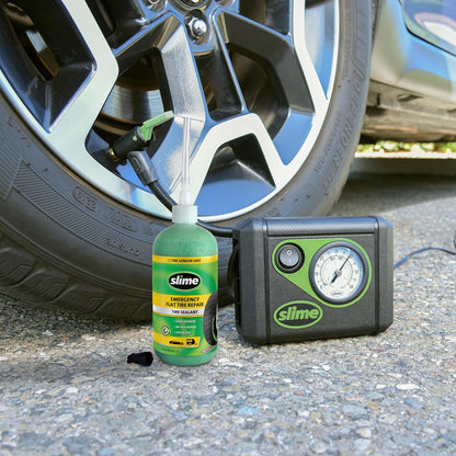 Slime 50107 Flat Tire Puncture Repair, Smart Spair, Emergency Kit For Car Tires, Includes Sealant And Tire Inflator Pump, Suitable For Cars And Other Highway Vehicles, 15 Min Fix