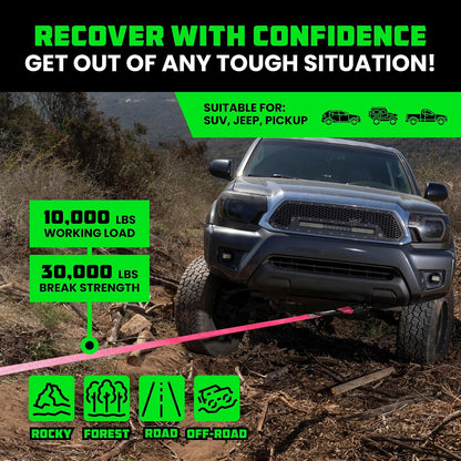 Rhino USA Recovery Tow Strap (3" x 20') - 31,518lb Break Strength - Emergency Recovery Strap Tow Rope for Truck, UTV, ATV & More - Heavy Duty Towing Strap for Offroad 4x4 Use - Compatible with Jeep