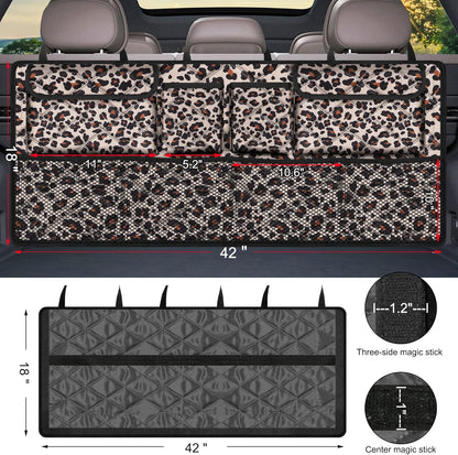 Femuar Car Trunk Organizer, Large Capacity Backseat Trunk Organizer (42"*18"), Collapsible Car Storage Bag with 8 Pockets, SUV/MPV/Truck - Black