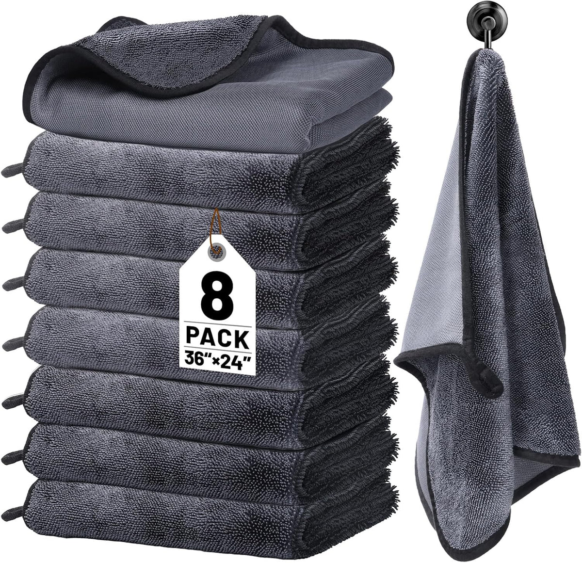 6PCS Microfiber Towels for Cars 36x25 Inch Microfiber Cleaning Cloths Bulk Soft Car Detailng Towel Cloths 450 GSM Detailing Buffing Quick Drying Towel Polishing Waxing Auto Detailing Towel Cloth