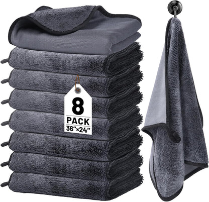 6PCS Microfiber Towels for Cars 36x25 Inch Microfiber Cleaning Cloths Bulk Soft Car Detailng Towel Cloths 450 GSM Detailing Buffing Quick Drying Towel Polishing Waxing Auto Detailing Towel Cloth
