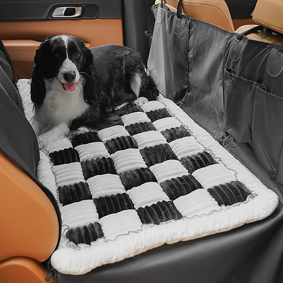 HiPetpy Backseat Dog Bed Mat for Car, Non-Slip Dog Bed for Car Back Seat, Soft & Cozy Dogs Blanket, Washable Travel Pet Mat Seat Protector for Cars, SUVs, Trucks