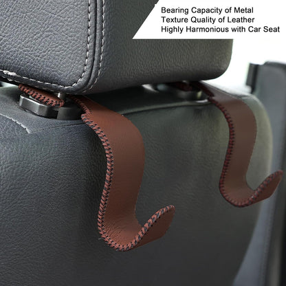 Amooca 4-Pack Car Headrest Hooks Vehicle Storage Organizer for Purses Handbags Groceries Backpack Coats –Holds 55lbs 360° Rotating Black