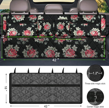 Femuar Car Trunk Organizer, Large Capacity Backseat Trunk Organizer (42"*18"), Collapsible Car Storage Bag with 8 Pockets, SUV/MPV/Truck - Black