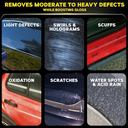 Meguiar’s Mirror Glaze M105 Ultra-Cut Compound, Car Rubbing Compound for Removing Scratches and Heavy Swirls While Adding Shine, Safe and Effective on All Glossy Car Paint and Clear Coats, 8 oz