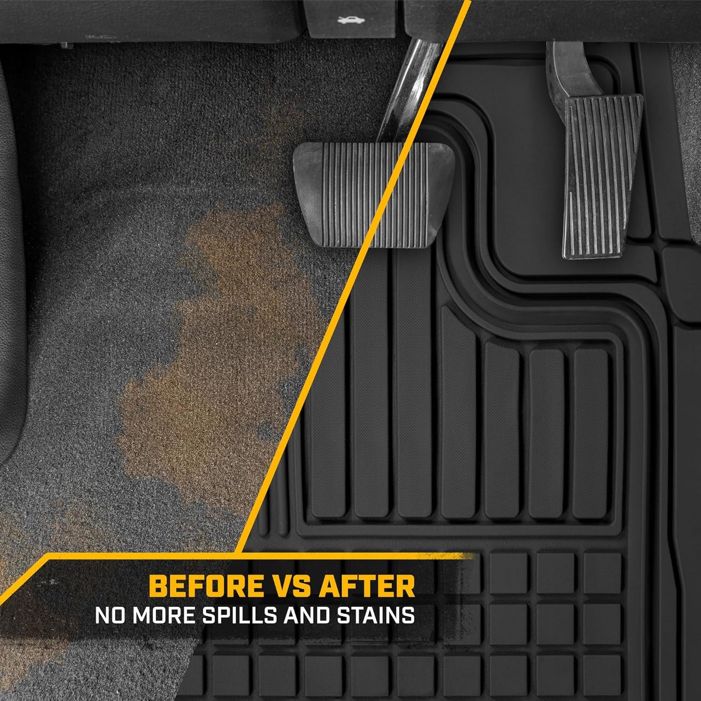 BDK Trim-to-Fit Heavy Duty Cargo Mat - Universal Rubber Trunk Liner for Car, SUV, Van & Truck - Waterproof, Non-Slip, All-Weather Protection, Durable Cargo Floor Mat - 54" x 43.5" x 0.25" - Black