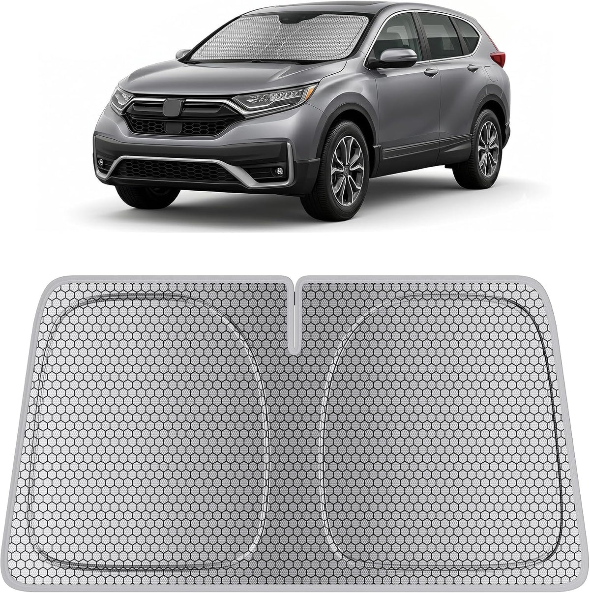 helloleiboo Graphene Car Windshield Sun Shade Car Sun Shade for Windshield with Heat Absorption Coating Foldable Design with UV Protection to Keep Your Car Interior Cooler Silver (X-Large-61 × 34 in)
