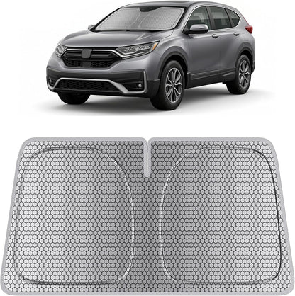 helloleiboo Graphene Car Windshield Sun Shade Car Sun Shade for Windshield with Heat Absorption Coating Foldable Design with UV Protection to Keep Your Car Interior Cooler Silver (X-Large-61 × 34 in)