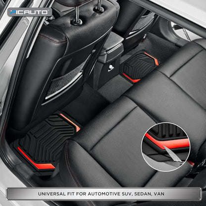 PIC AUTO Heavy Duty Rubber Floor Mats, Purple Aluminum Film Car Mats Set, Front and Rear Car Mats with Anti-Slip Backing, All Weather Protection, Trim-to-Fit for Automotive SUV, Sedan, Van