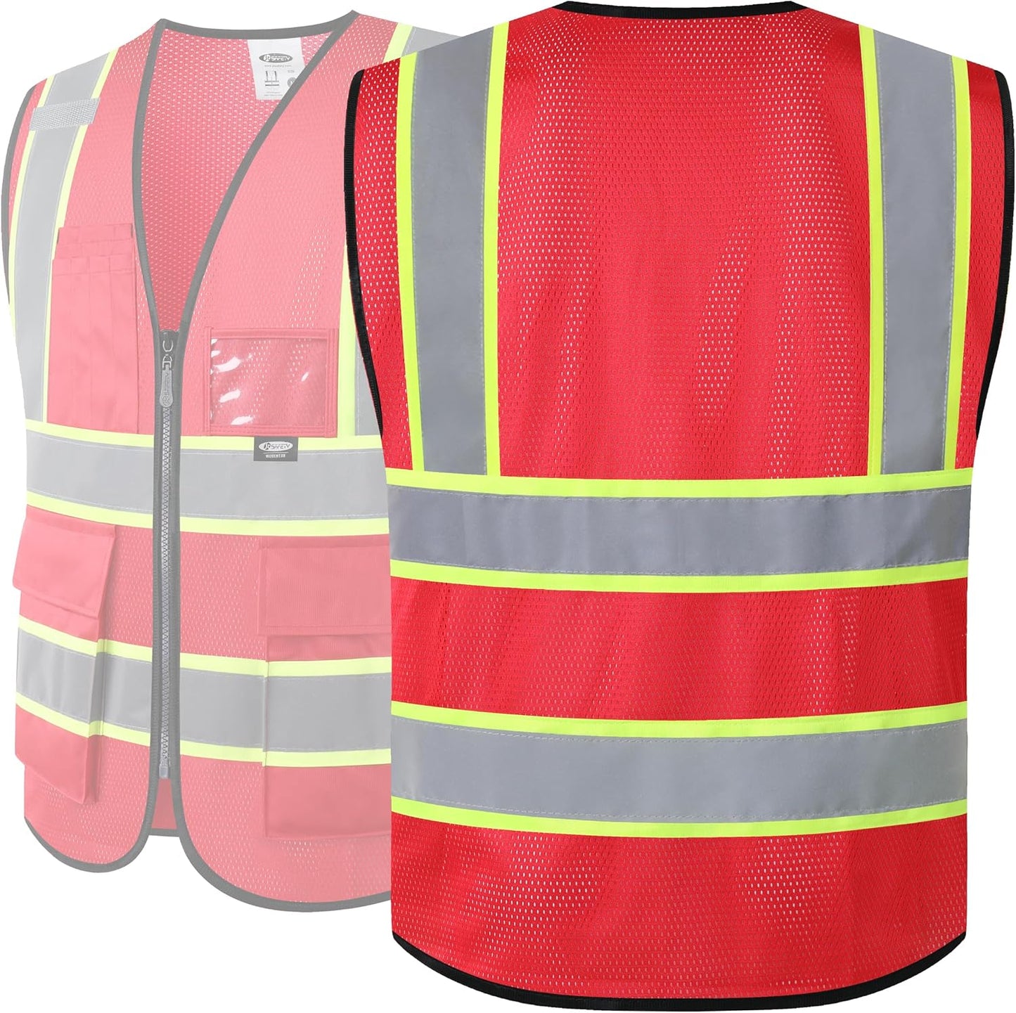 JKSafety Safety Vest for men women Hi Vis Reflective Vest with Pockets and Zipper High Visibility Meet ANSI Standard（BX320
