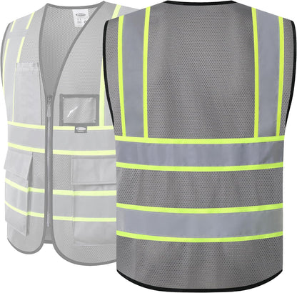 JKSafety Safety Vest for men women Hi Vis Reflective Vest with Pockets and Zipper High Visibility Meet ANSI Standard（BX320