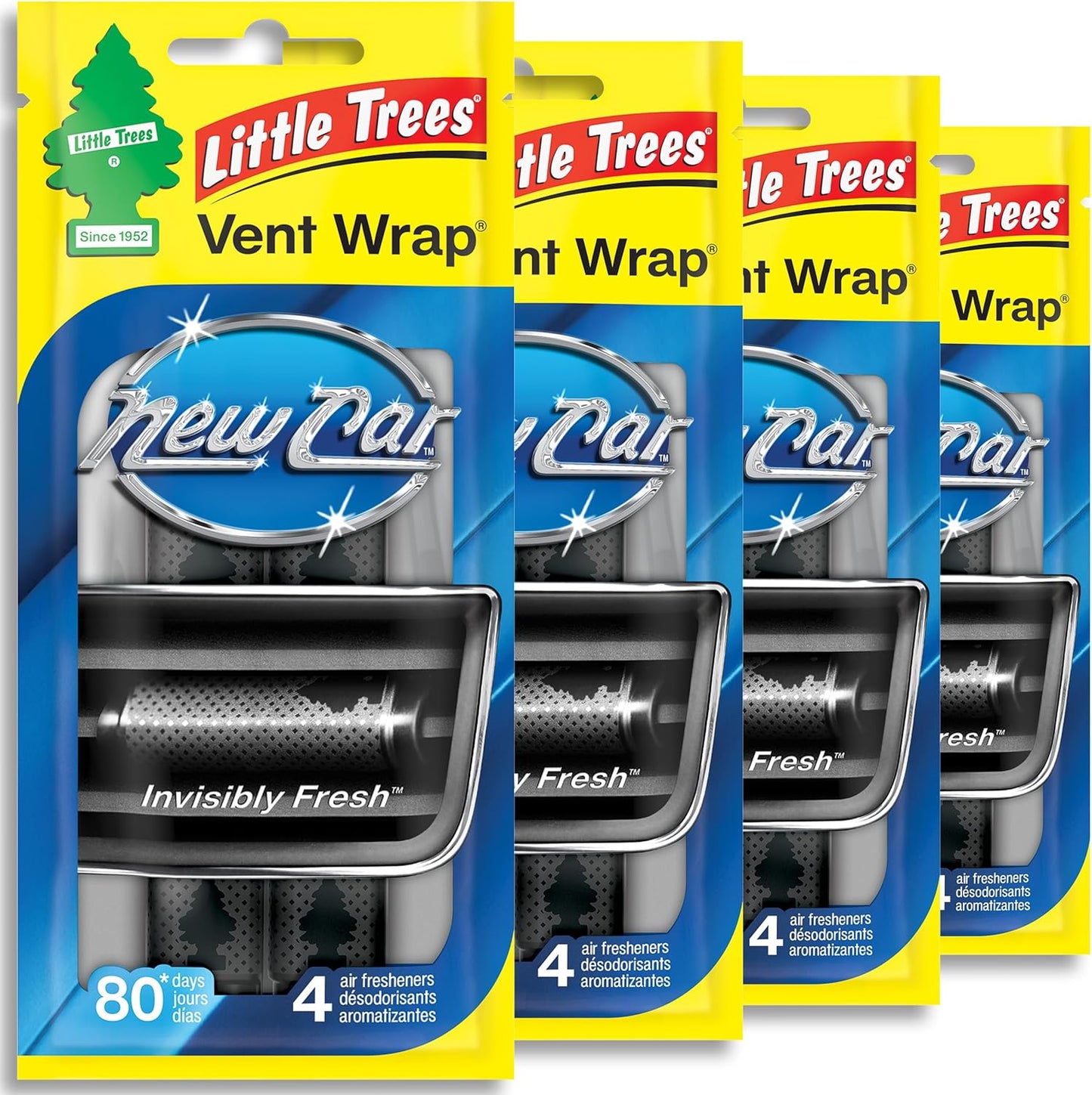 LITTLE TREES Car Air Freshener | Vent Wrap Provides Long Lasting Scent, Invisibly Fresh | New Car Scent, 16 Air Fresheners