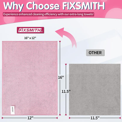 FIXSMITH Microfiber Cleaning Cloth - Pack of 50, Microfiber Towels for Cars 16 x 12 in, Highly Absorbent Cleaning Rags, Lint-Free, Streak-Free Cleaning Cloths for Car Kitchen Home Office