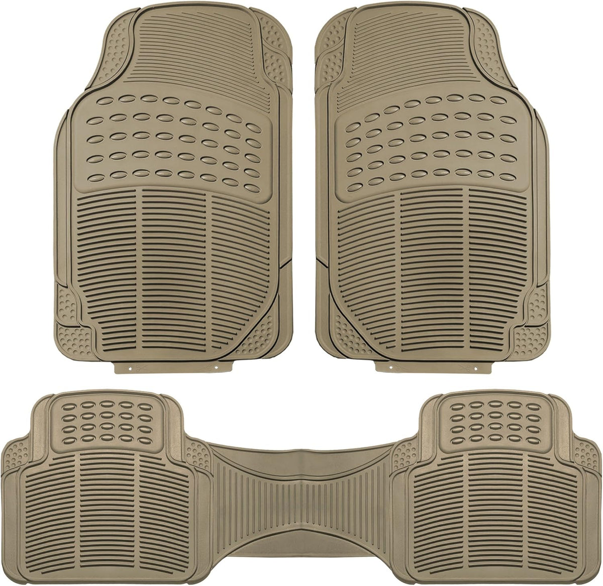 FH Group Automotive Floor Mats Solid ClimaProof for all weather protection Universal Fit Trimmable Heavy Duty fits most Cars, SUVs, and Trucks, 3pc Full Set Black