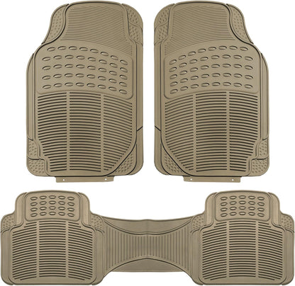 FH Group Automotive Floor Mats Solid ClimaProof for all weather protection Universal Fit Trimmable Heavy Duty fits most Cars, SUVs, and Trucks, 3pc Full Set Black