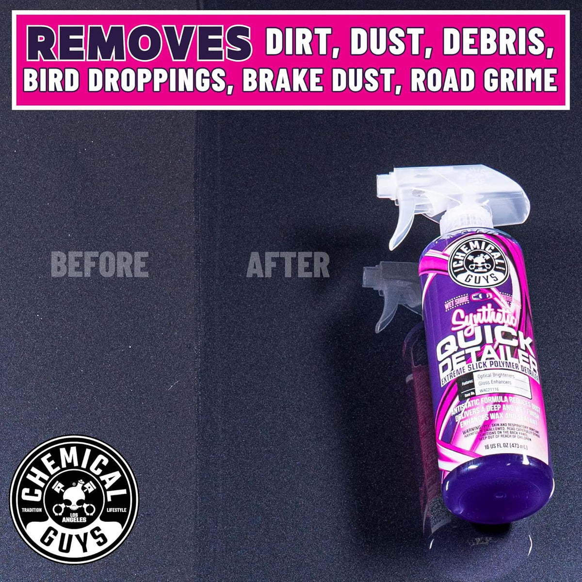 Chemical Guys WAC2111602 Synthetic Quick Detailer, Extreme Slick Polymer Detailer, Great for Cars, Trucks, SUVs, Motorcycles, RVs & More, 16 fl oz (2 Pack)