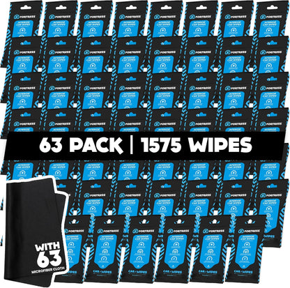 Fortress Car Interior Wipes (25 ct, Pack of 3) for Car Interior Cleaning, Dashboard, Seats, Detailing, and Steering Wheel [Travel Size] Skin-Safe Car Interior Cleaner Supplies