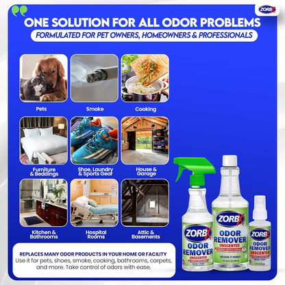 ZORBX Unscented Odor Eliminator for Strong Odor 2 Fl Oz, Pack of 1 - Used in Hospitals & Healthcare Facilities - Advanced Formula, Fast-Acting Odor Remover Spray for Dog, Cat, House & Carpet