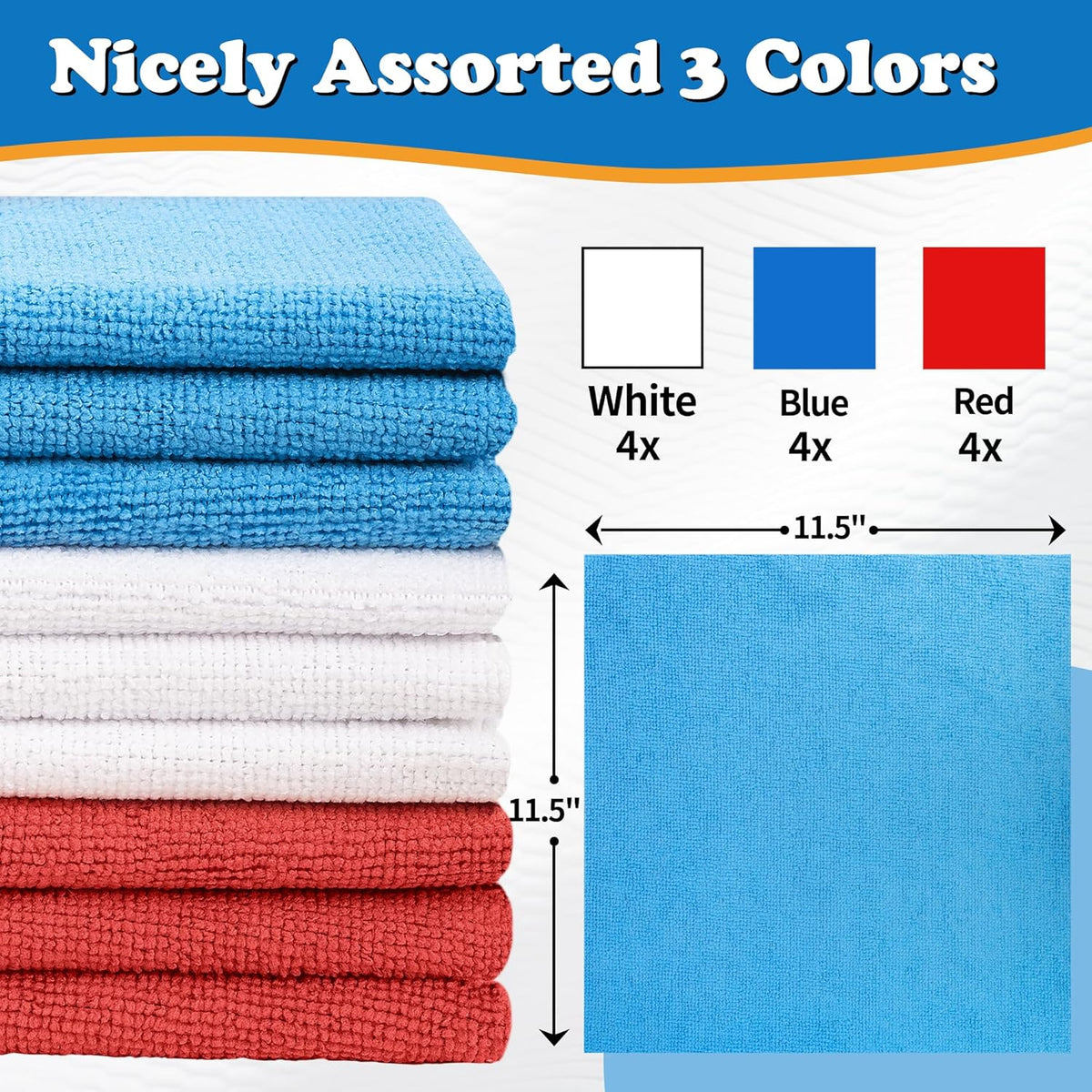 FIXSMITH Microfiber Cleaning Cloth - Pack of 50, Microfiber Towels for Cars 16 x 12 in, Highly Absorbent Cleaning Rags, Lint-Free, Streak-Free Cleaning Cloths for Car Kitchen Home Office
