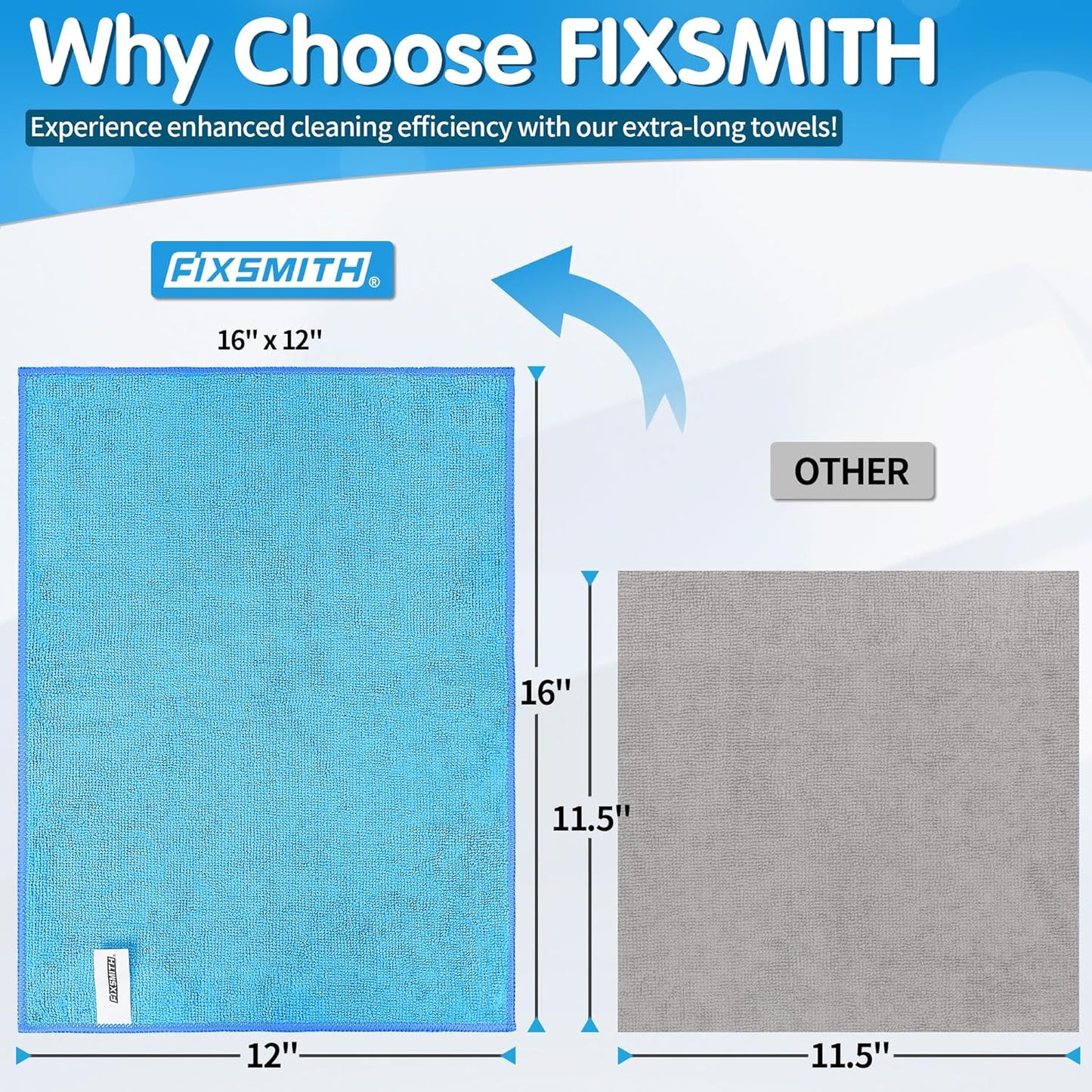 FIXSMITH Microfiber Cleaning Cloth - Pack of 50, Microfiber Towels for Cars 16 x 12 in, Highly Absorbent Cleaning Rags, Lint-Free, Streak-Free Cleaning Cloths for Car Kitchen Home Office