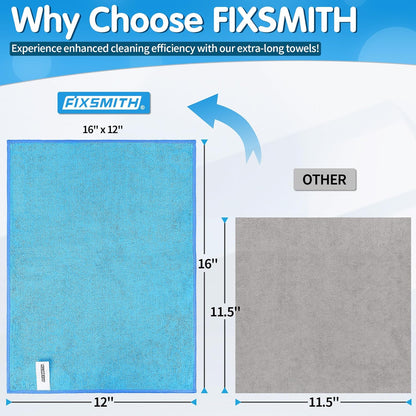 FIXSMITH Microfiber Cleaning Cloth - Pack of 50, Microfiber Towels for Cars 16 x 12 in, Highly Absorbent Cleaning Rags, Lint-Free, Streak-Free Cleaning Cloths for Car Kitchen Home Office