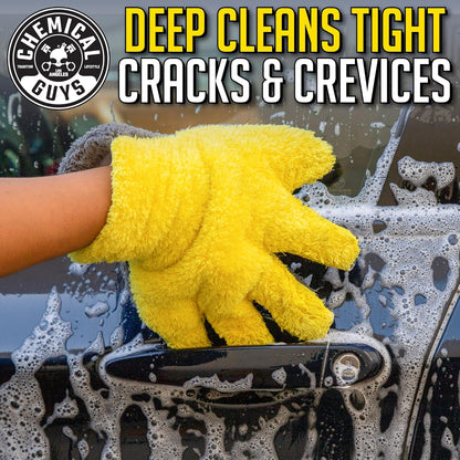 Chemical Guys MIC510 The Stranger Helpful Handy Car Wash Mitt - Yellow, Microfiber Towels for Detailing, Holds Tons of Soapy Suds, Flexible - Perfect for Car Cleaning