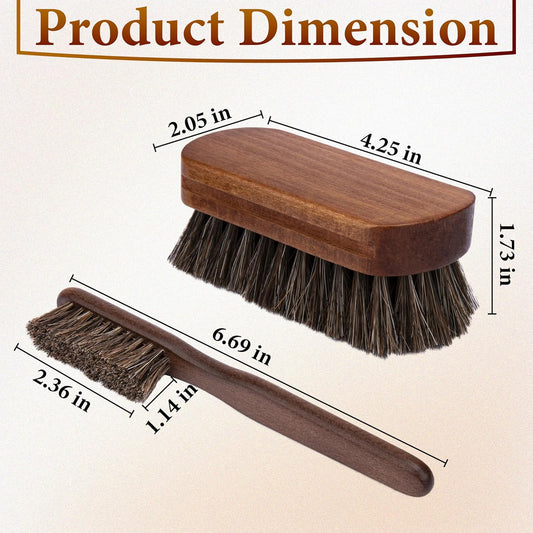 2 PCS Leather Brush Car Detailing, Horse Hair Brush, Car Cleaning Supplies, Car Interior Brush, Carpet Brush for Car Detailing, for Car Accessories Interior, Carpet, Upholstery, Furniture and Shoes