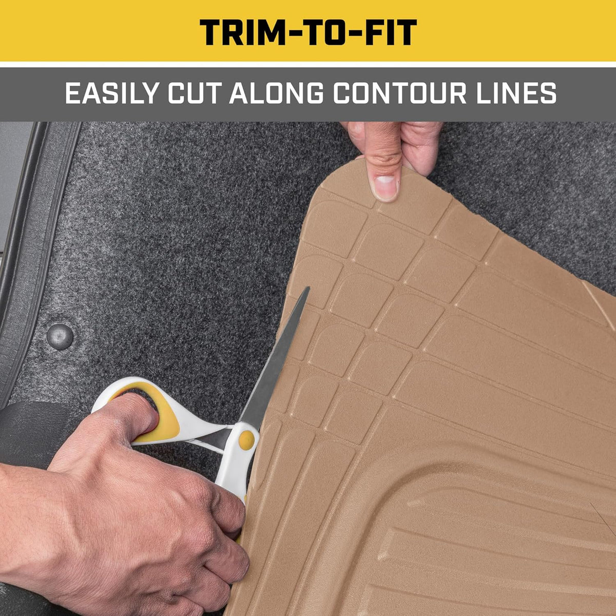 CAT Heavy Duty SUV Black Cargo Liner & Car Trunk Mat - Universal Trimmable All Weather Cargo Mats for Back of SUV - SUV Trunk Mat & Carpet Cover Trunk Liner - Cargo Cover Trunk Cover 53" x 36.25"