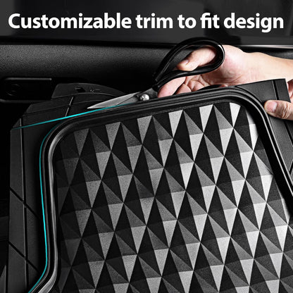CAR PASS Heavy Duty Rubber Car Mats, Deep Dish All-Weather Floor Mat for Car Full Set Durable Anti-Slip 3D Rhombus Waterproof Trim to Fit Liner Universal Fit Automotive,Sedan,SUV,Truck, 3 Piece Black