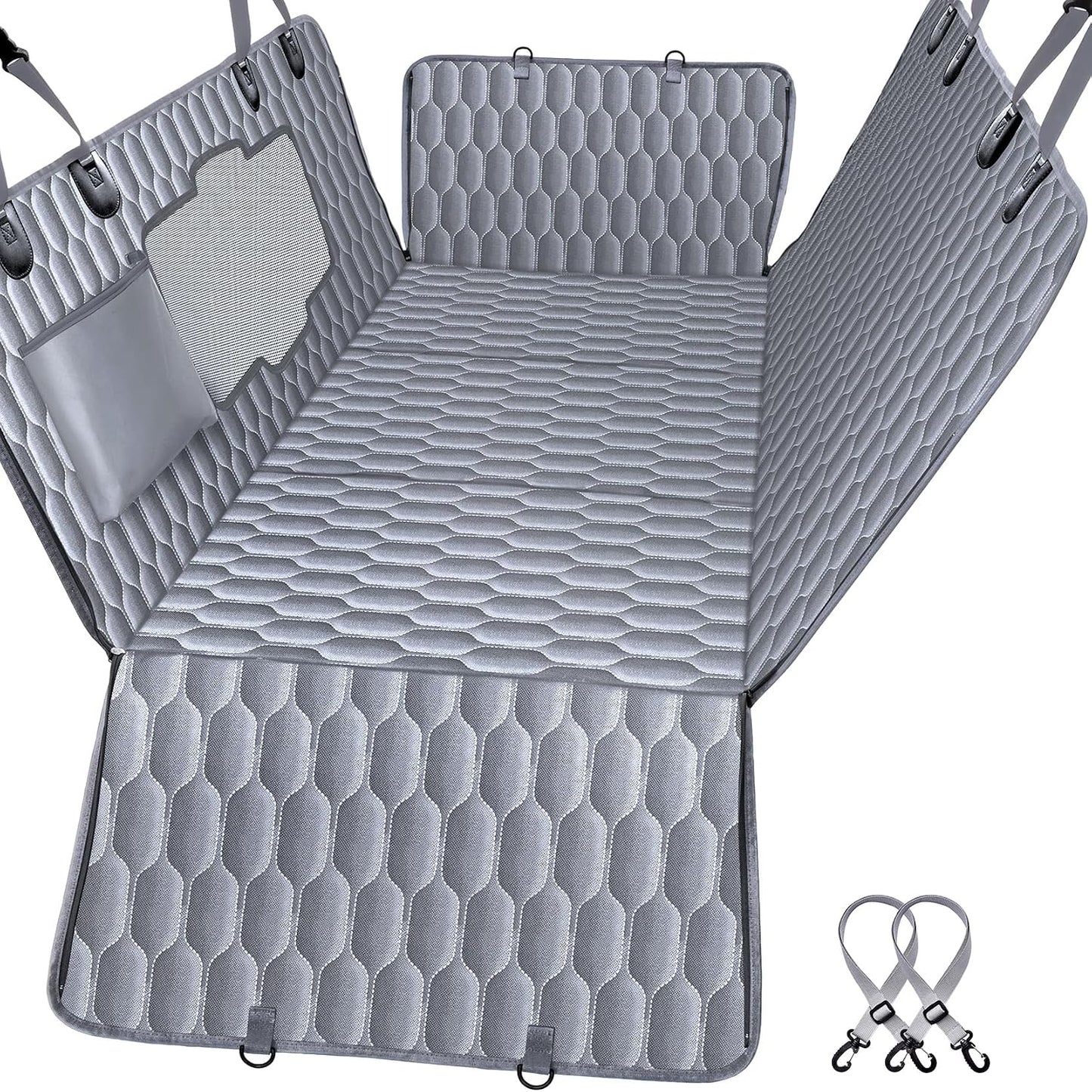 Chumajor Back Seat Extender for Dogs-Supports 400lb,Waterproof Dog Car Seat Cover Hard Bottom-Detachable,600D Heavy Duty Scratch Proof Nonslip Soft,Dog Hammock for Car,SUVs
