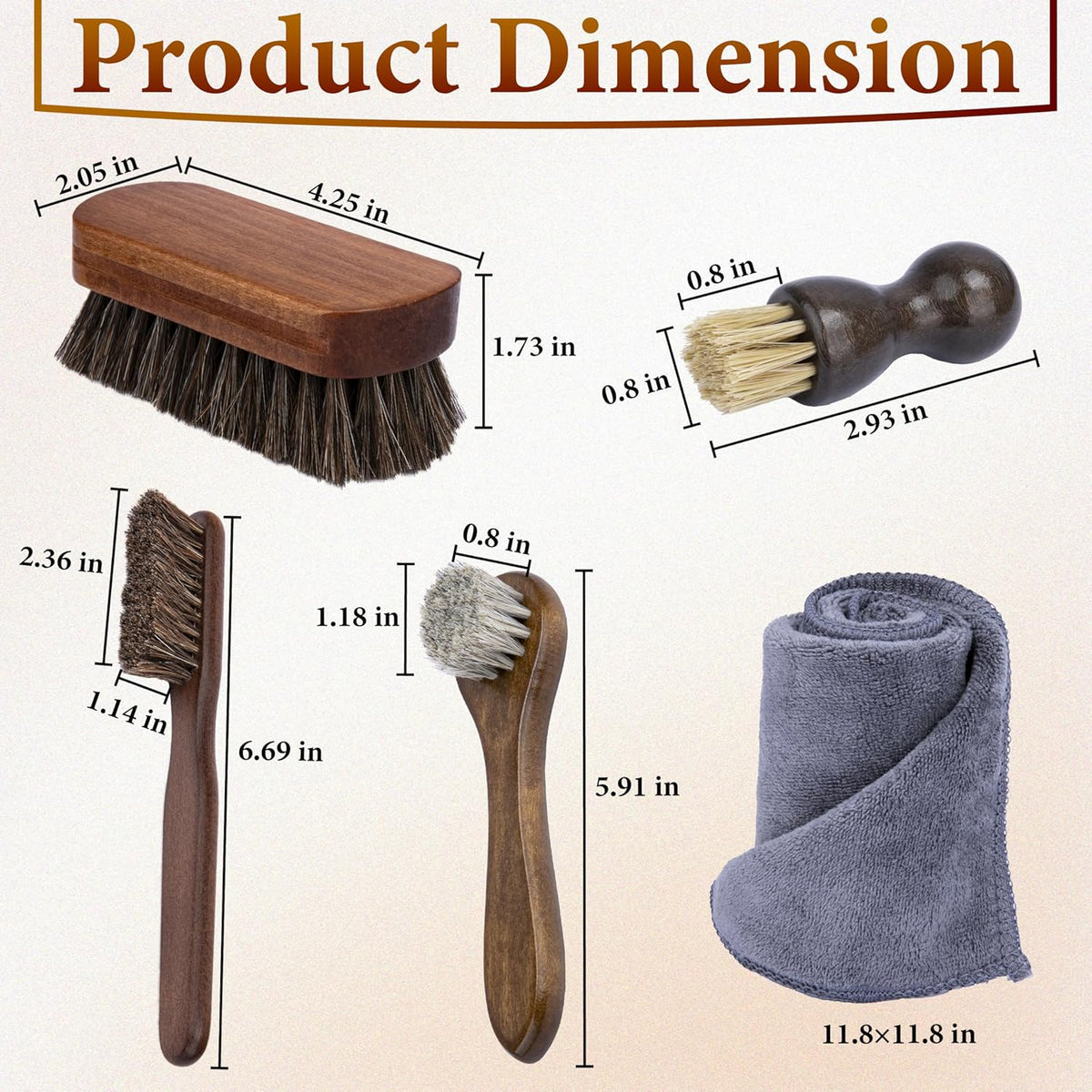 2 PCS Leather Brush Car Detailing, Horse Hair Brush, Car Cleaning Supplies, Car Interior Brush, Carpet Brush for Car Detailing, for Car Accessories Interior, Carpet, Upholstery, Furniture and Shoes