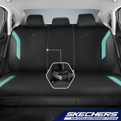 Skechers Memory Foam Seat Covers, Air Cool Mesh Thick Car Seat Covers, Car Seat Covers Front Seats Airbag Compatible, Universal Automotive Comfort for Most Cars, Vans, Trucks, SUV,Black