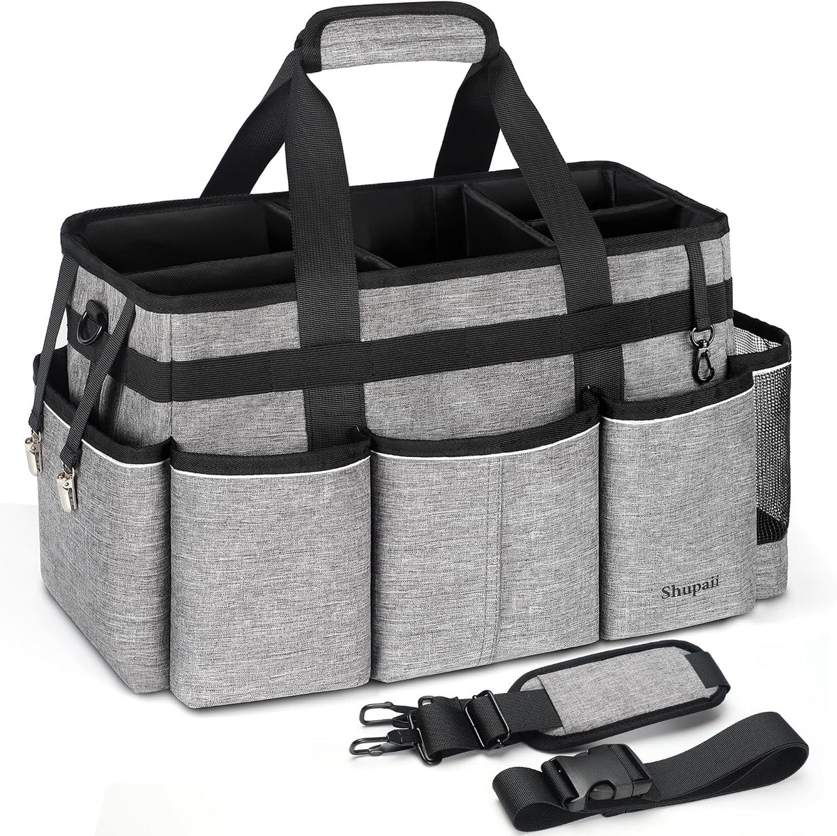 Wearable Cleaning Caddy Bag, Cleaning Caddy Supplies Organizer with Handles for Cleaners & Housekeeper, Under Sink & Car Cleaning Tool Organizers Bag with Adjustable Shoulder Strap&Waist Belt