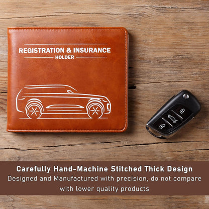 CANOPUS Car Registration & Insurance Holder with Magnetic Closure, Vehicle Document Organizer, Auto Glove Box Wallet, Includes 2 EZ Pass Strip Sets – Truck
