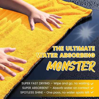 PUGPIU Microfiber Car Drying Towel Extra Large Super Absorbent 48"X24", 1400 GSM Flash Detail Car Wash Drying Towel Edgeless with Two Sided Soft Twisted-Loop, No Water Spots Streaks for Cars (Green)