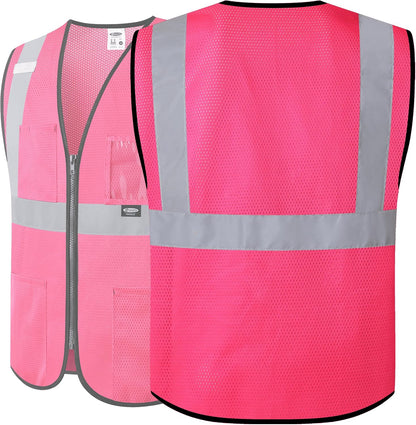 JKSafety Safety Vest for men women Hi Vis Vest with Pockets and Zipper High Visibility Meet ANSI Standard（BX310